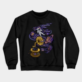 Vintage Space Music Vinyl Astronaut Crewneck Sweatshirt